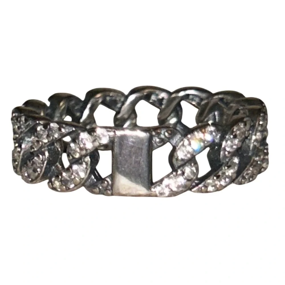 Pandora‎ Me Pave Link Ring Sterling Silver S925 ALE 54 Cubic Zirconia Size 7